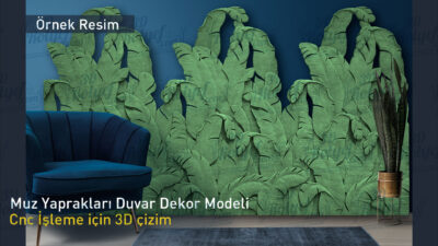 Panel113 - Muz Yaprakları Duvar Dekoru Cnc Oyma için 3D Model